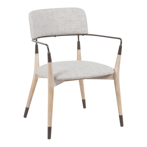 Πολυθρόνα Sentana pakoworld μέταλλο-ξύλο και ύφασμα σε μπεζ-καφέ απόχρωση 56.5x56x79εκ