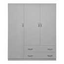 Ντουλάπα τρίφυλλη με 2 συρτάρια Alvia pakoworld λευκή 150x51x180εκ