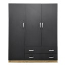 Ντουλάπα τρίφυλλη με 2 συρτάρια Alvia pakoworld sonoma-ανθρακί 150x51x180εκ