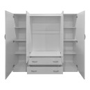 Ντουλάπα τετράφυλλη με 2 συρτάρια Alvia pakoworld λευκή 200x51x180εκ