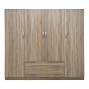 Ντουλάπα τετράφυλλη με 2 συρτάρια Alvia pakoworld sonoma 200x51x180εκ