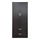 Ντουλάπα δίφυλλη με 2 συρτάρια Alvia pakoworld wenge 80x51.5x180εκ