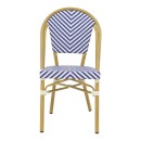 Καρέκλα Uamrin pakoworld στοιβαζόμενη φυσικό αλουμίνιο-λευκό και μπλε pe rattan 46x57x85εκ