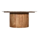 Τραπέζι σαλονιού Sergy pakoworld μασίφ ξύλο ακακίας σε φυσική απόχρωση με επιφάνεια μαρμάρου Φ90x40εκ