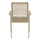 Πολυθρόνα Aegean pakoworld στοιβαζόμενη -teak- αλουμίνιο και μόκα textline με pe σχοινί μπεζ 56,5x58x91εκ