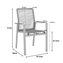 Πολυθρόνα Aegean pakoworld στοιβαζόμενη teak-pe σχοινί σε φυσική - αλουμίνιο κ textline σε ανθρακί απόχρωση 56.5x58x91εκ