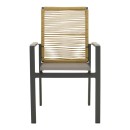 Πολυθρόνα Aegean pakoworld στοιβαζόμενη teak-pe σχοινί σε φυσική - αλουμίνιο κ textline σε ανθρακί απόχρωση 56.5x58x91εκ