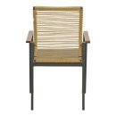 Πολυθρόνα Aegean pakoworld στοιβαζόμενη teak-pe σχοινί σε φυσική - αλουμίνιο κ textline σε ανθρακί απόχρωση 56.5x58x91εκ