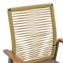 Πολυθρόνα Aegean pakoworld στοιβαζόμενη teak-pe σχοινί σε φυσική - αλουμίνιο κ textline σε ανθρακί απόχρωση 56.5x58x91εκ