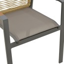 Πολυθρόνα Aegean pakoworld στοιβαζόμενη teak-pe σχοινί σε φυσική - αλουμίνιο κ textline σε ανθρακί απόχρωση 56.5x58x91εκ