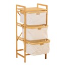 Ραφιέρα δαπέδου Hanev pakoworld μπαμπού-ύφασμα σε φυσική-μπεζ απόχρωση 44x33x96εκ