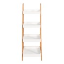 Ραφιέρα δαπέδου Leby pakoworld μπαμπού-mdf σε λευκή-φυσική απόχρωση 35x34x98εκ