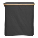 Καλάθι απλύτων Lodge pakoworld μπαμπού-ύφασμα σε γκρι απόχρωση 54x33x60εκ