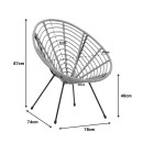 Πολυθρόνα Naoki pakoworld pe ratatn σε φυσική απόχρωση-μέταλλο μαύρο πόδι 78x74x87εκ
