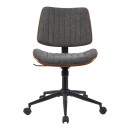 Καρέκλα γραφείου εργασίας Amani pakoworld ξύλο σε καρυδί με γκρι ύφασμα 52x54x90.5εκ