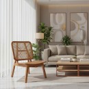 Πολυθρόνα Viborg pakoworld φυσικό teak ξύλο-φυσικό rattan 60x75x87εκ