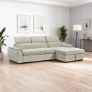 Γωνιακός καναπές-κρεβάτι αριστερή γωνία Dreamora pakoworld με αποθηκευτικό χώρο ύφασμα μπεζ 270x167x82εκ