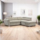 Γωνιακός καναπές-κρεβάτι αριστερή γωνία Nuvora pakoworld με αποθηκευτικό χώρο μπεζ ύφασμα 244x225x79εκ