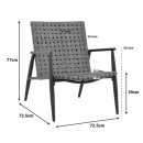 Πολυθρόνα Eamon pakoworld μαύρο αλουμίνιο και pe rattan σε καφέ απόχρωση 72.5x73.5x77εκ | Συσκευασία 2 τμχ