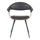 Πολυθρόνα Austen pakoworld PU μαύρο-ξύλο καρυδί-μέταλλο μαύρο 58x55x77εκ