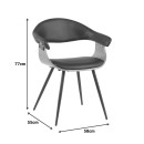 Πολυθρόνα Austen pakoworld PU μαύρο-ξύλο καρυδί-μέταλλο μαύρο 58x55x77εκ