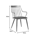 Πολυθρόνα Posse pakoworld μέταλλο μαύρο-καρυδί ξύλο-μαύρο pu 52x59x83εκ