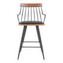 Σκαμπό μπαρ Posse pakoworld μέταλλο μαύρο-καρυδί ξύλο-μαύρο pu 48x54x92.5εκ