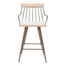 Σκαμπό μπαρ Posse pakoworld μέταλλο μπρονζε-white wash ξύλο-μπεζ ύφασμα 48x54x92.5εκ