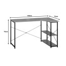 Γωνιακό γραφέιο Merlin pakoworld δεξιά γωνία σε oak απόχρωση με μαύρο μέταλλο 120x73x75εκ