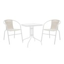 Τραπεζαρία Watson-Obbi pakoworld σετ 3τεμ μέταλλο λευκό- γυαλί 70x70x70εκ