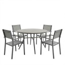 Τραπεζαρία Appa-Moly σετ 5τεμ pakoworld αλουμίνιο και plywood σε ανθρακί απόχρωση Φ120x74εκ