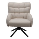 Πολυθρόνα Fremilia pakoworld περιστρεφόμενη γκρι-μπεζ ύφασμα με μαύρη μεταλλική βάση 75x80x94εκ