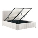 Κρεβάτι διπλό Zilin pakoworld ύφασμα μπεζ με αποθηκευτικό χώρο 160x200εκ