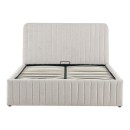 Κρεβάτι διπλό Zilin pakoworld ύφασμα μπεζ με αποθηκευτικό χώρο 160x200εκ