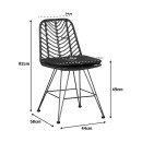 Καρέκλα κήπου Naoki pakoworld με μαξιλάρι pe μαύρο-μέταλλο μαύρο πόδι 44x58x82εκ