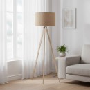 Φωτιστικό δαπέδου PWL-1060 pakoworld Ε27 φυσικό-μόκα Φ38x140εκ