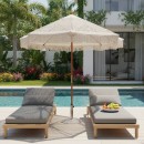 Ομπρέλα Brilie pakoworld ξύλο-μακραμέ Φ2.70x2.60 m εκρού