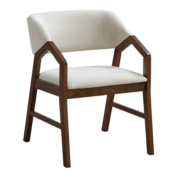 Πολυθρόνα Livia pakoworld rubberwood σε καρυδί-εκρού απόχρωση 47.5x54.5x78εκ | Συσκευασία 2 τμχ