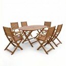 Τραπεζαρία Gorpo-Falov pakoworld σετ 7τεμ φυσικό μασίφ ξύλο ακακίας 130x80x72εκ
