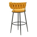 Σκαμπό μπαρ Alkia I pakoworld ύφασμα σε κίτρινη απόχρωση- πόδι μαύρο μέταλλο 50x56x95εκ | Συσκευασία 2 τμχ