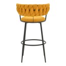 Σκαμπό μπαρ Alkia I pakoworld ύφασμα σε κίτρινη απόχρωση- πόδι μαύρο μέταλλο 50x56x95εκ | Συσκευασία 2 τμχ