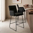 Σκαμπό μπαρ Essential pakoworld ύφασμα μαύρο-πόδι μαύρο μεταλλικό 57x64.5x107εκ | Συσκευασία 4 τμχ