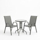 Tραπεζαρία Calan-Watson pakoworld σετ 3τεμ μέταλλο γκρι και γυαλί tempered Φ60x70εκ