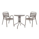 Τραπεζαρία Watson-Sussie pakoworld σετ 3τεμ μέταλλο καφέ-γυαλί Φ60x70εκ