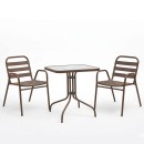 Τραπεζαρία Watson-Sussie pakoworld σετ 3τεμ μέταλλο καφέ-γυαλί 70x70x70εκ