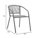 Tραπεζαρία Watson-Lindaria pakoworld σετ 3τεμ μέταλλο ανθρακί-γυαλί Φ60x70εκ