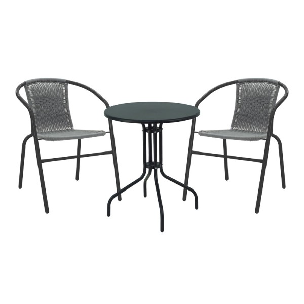 Τραπεζαρία Vergo-Obbi pakoworld 3τεμ μαύρο μέταλλο Φ60x70εκ