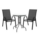 Τραπεζαρία Calan-Watson σετ 3τεμ pakoworld μέταλλο μαύρο-textilene μαύρο Φ60x70εκ