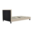 Κρεβάτι Nevil pakoworld ύφασμα εκρού με ξύλινο μαύρο πόδι 90x190εκ