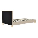 Κρεβάτι Nevil pakoworld ύφασμα εκρού με ξύλινο πόδι σε φυσική απόχρωση 100x200εκ